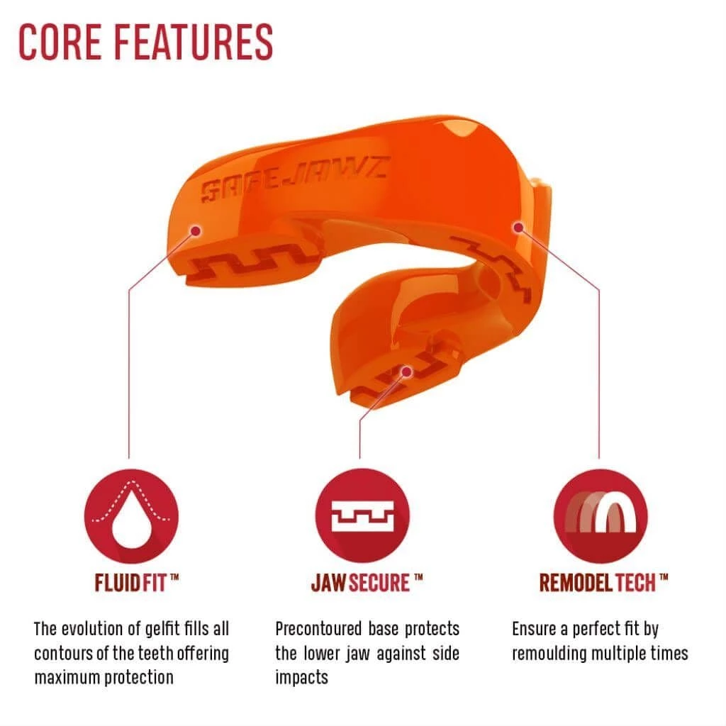 SafeJawz Intro Mouth Guard Fluro Orange 4 SafeJawz Intro Mouth Guard Fluro Orange - Image 2