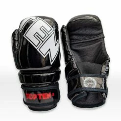 TOP TEN Glossy Block Pointfighter Gloves Black/White -FightGearPro Sales Store top ten glossy block pointfighter gloves black white 3 9265 p