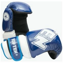 FightGearPro Sales Store 12 TOP TEN Glossy Block Pointfighter Gloves Blue/White