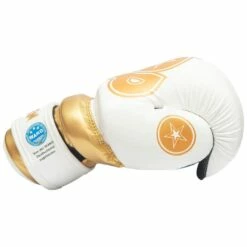 TOP TEN Glossy Block Pointfighter Gloves White/Gold -FightGearPro Sales Store top ten glossy block pointfighter gloves white gold 3 6853 p