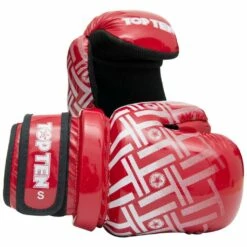 FightGearPro Sales Store 7 TOP TEN Glossy Block PRISM Pointfighter Gloves Red