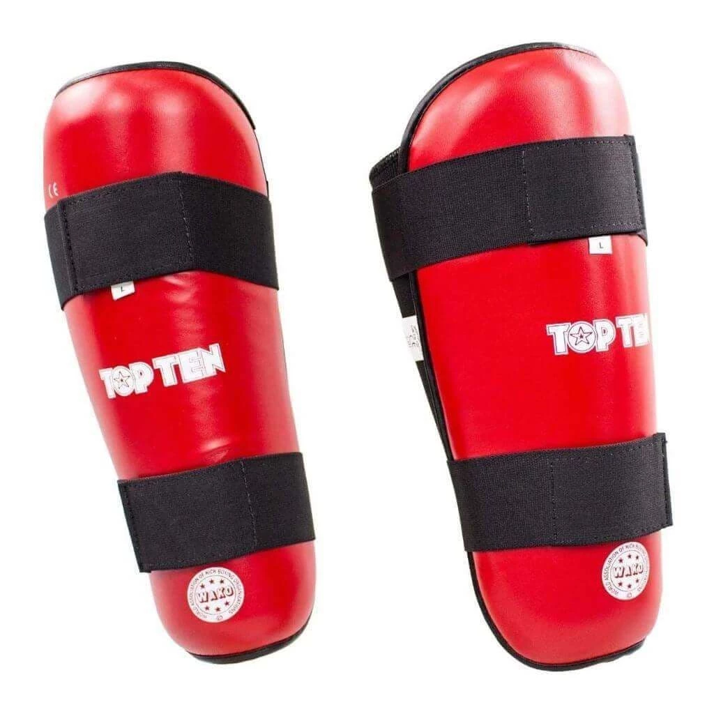 TOP TEN WAKO Shin Guard Red 3 TOP TEN WAKO Shin Guard Red